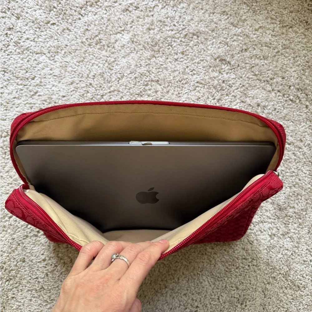 Coach Voyage Signature Padded Laptop Case - Red Canvas - Picture 12 of 13